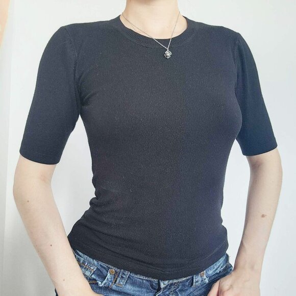 Zara Knit black soft & stetchy quarter-sleeve high neck top for the office - Picture 11 of 11